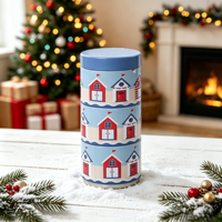 Boîte Cadeau de Noël Ronde Personnalisée en Métal de Source Directe Usine Hong-Crafts – Boîte de Rangement en Fer Blanc pour Biscuits et Bonbons
