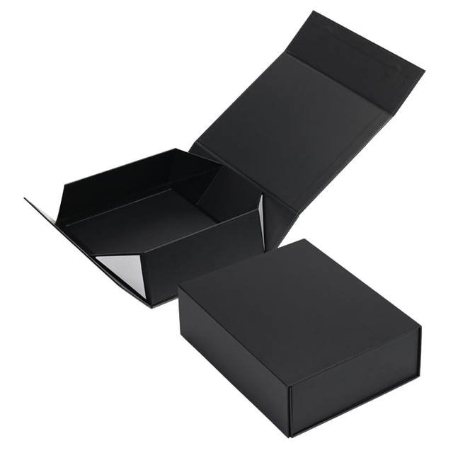 Luxury Black Cardboard Folding Magnetic Cosmetic Box Customizable Gift Box with Matt Lamination for Face Eye Cream Sponge Liner