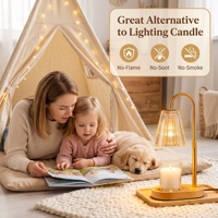 Lampe chauffe-cire personnalisée OEM avec logo, 4 niveaux de luminosité, base ovale en bois, pour fournitures domestiques en gros