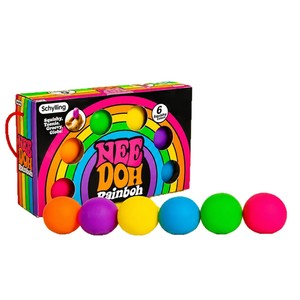 Nuevo Paquete de 6 Mini Pelotas Sensoriales de Rebote Lento Schylling Rainbow Teenie NeeDoh, Juguetes Sensoriales Suaves - Product Image 1