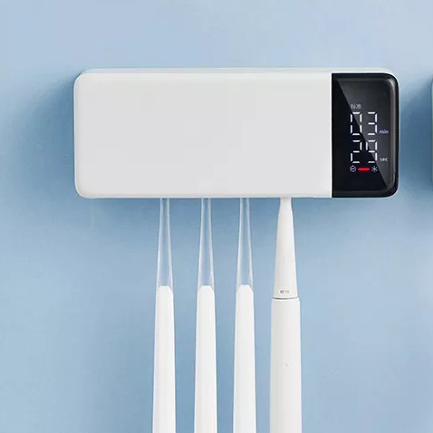 Wall Toothbrush Holder for Bathrooms Toothbrush Sanitizer Strong 3M Adhesive Long-Lasting Charge 5 Slots for Any Size Toothbrush