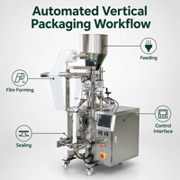 Machine d'emballage verticale entièrement automatique pour granulés, idéale pour les friandises pour animaux, les aliments lyophilisés, les noix, les bonbons et les petits granulés.