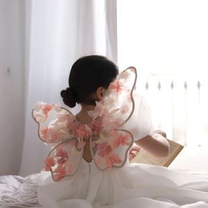 אינס ורוד רקמת 3D תחרה קישוט כנף פרפר כנפי פיות אלפיות אבזרי צילום לילדים קוספליי כנף מלאך - Product Image 3