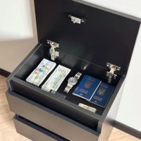 Table de chevet en bois avec serrure électronique intelligente et compartiment secret dissimulé, table de chevet moderne noire pour la maison et l'hôtel