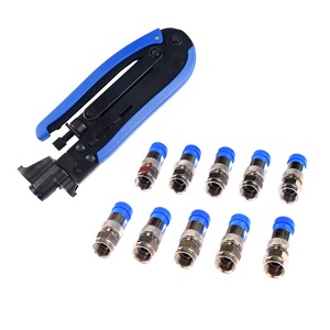 Cabo coaxial rg6 rg59 rg7 rg11, conjunto de ferramentas de compressão de cabo de friso, conectores f de bronze com 10 peças - Product Image 2