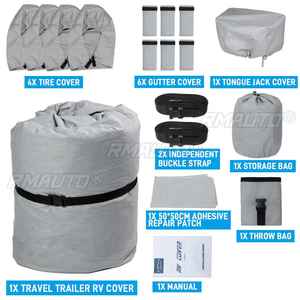 Kit de Cubierta para Caravana/RV de 16 a 30 pies, Toldo para Camper con Cubierta para Neumáticos y Gato de Remolque, Resistente a Rayos UV, Impermeable, Nieve, Hielo y Heladas - Product Image 2
