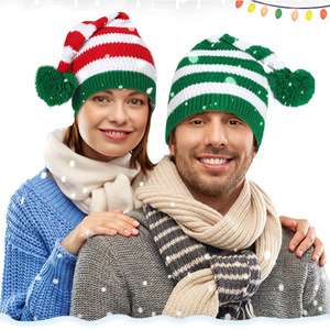 Gorro <span class=keywords><strong>de</strong></span> Punto con Estampado Digital, Estilo Europeo Americano, con Cola Larga y Bola <span class=keywords><strong>de</strong></span> Pelo, <span class=keywords><strong>para</strong></span> Hombre y Mujer, Regalo <span class=keywords><strong>de</strong></span> Navidad, Decoración - Product Image 2
