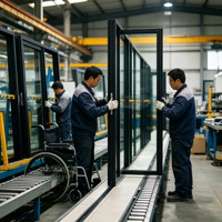 Porte coulissante de patio en aluminium à rupture de pont thermique avec moustiquaire rétractable et double vitrage pour maisons résidentielles américaines