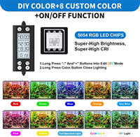 Luz LED para Acuario con Espectro Completo WRGB 24/7, Modo Amanecer, Luz Diurna, Luz de Luna, Modo DIY, Alarma de Temperatura y Soporte Extensible