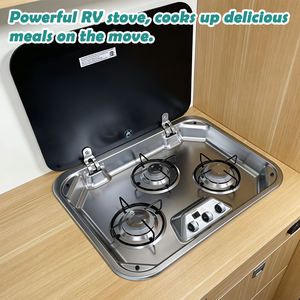 Cuisinière à <span class=keywords><strong>gaz</strong></span> RV JDA en acier inoxydable à 3 brûleurs avec couvercle en verre trempé, <span class=keywords><strong>plaque</strong></span> de <span class=keywords><strong>cuisson</strong></span> compacte pour <span class=keywords><strong>camping</strong></span>-<span class=keywords><strong>car</strong></span> et usage maritime - Product Image 4