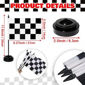Factory Wholesale 100% Polyester Eco-Friendly Digital Printing PVC Flagpole Black White Checkered Racing Table <b>Flags</b> 11.8inch - Product Image 2
