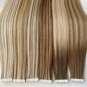 Extensions de cheveux humains chinois vierges Remy à double brin sans couture, d'un seul donneur, doux, lisses, invisibles, adhésives, blond blanc, 2026 - Product Image 1