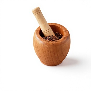 Mortero y Pilón de Madera Ecológicos, Duraderos y de Grado Alimenticio, Juego de Utensilios de Cocina Hechos a Mano para Moler Especias - Product Image 1