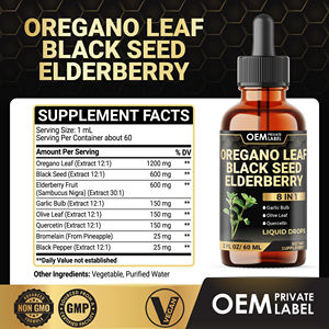 8 in 1 olio di origano gocce liquide con olio di semi nero, sambuco, aglio, foglia di olivo, quercetina bromelina integratore di pepe nero - Product Image 3