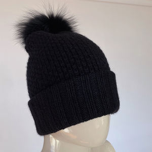 Chapeau tricoté en laine et cachemire noir, <span class=keywords><strong>prix</strong></span> usine, chine - Product Image 3