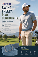 Ceinture de golf tressée élastique personnalisée, ajustable, avec boucle ardillon en alliage pour hommes, vente en gros
