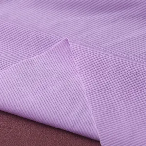 135G nilon spandex rajutan elastis tinggi lubang strip kecil 2*2 kain bergaris kain rajut kain pakaian olahraga