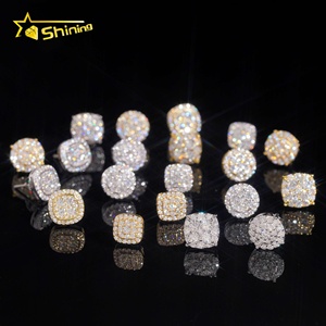 Spedizione Rapida, Disponibilità Locale, Orecchini in <span class=keywords><strong>Argento</strong></span> <span class=keywords><strong>925</strong></span> con Moissanite VVS Certificata GRA, Stile Hip Hop con Chiusura a Vite - Product Image 6