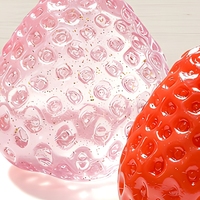 Jouet anti-stress souple en forme de fraise Taba, à rebond lent, rempli de farine, lot de 3 pièces, rose, rouge, transparent