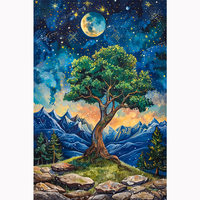 Kit de Peinture Diamant Arbre Nocturne - Diamants en Résine Carrés à Couverture Complète, Ensemble DIY d'Art et d'Artisanat avec Arbre