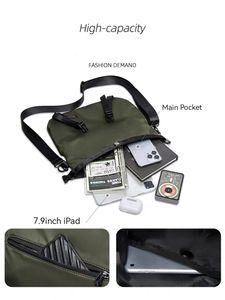 Sac à bandoulière en nylon imperméable de créateur de mode pour hommes, sac à bandoulière de messager de couple sac plat pour la ville décontractée - Product Image 4