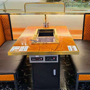 Moderne Koreaanse Stijl Rookloze Barbecue Hot Pot Tafel Commerciële Metalen Koreaanse <span class=keywords><strong>Bbq</strong></span> Tafel Voor Hotel En Restaurant Gebruik - Product Image 1