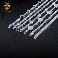 Chaîne de tennis en moissanite VVS1 style hip-hop tendance, bracelet en moissanite 3 mm en argent 925, passe le test du diamant, vente en gros