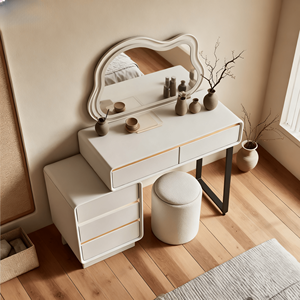 Dressing Table Modern Wooden Vanity Desk with Storage <strong>Drawers</strong> Sturdy <strong>Makeup</strong> Table for Bedroom - Product Image 4