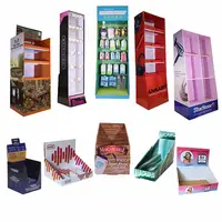 Custom Advertising Retail Cardboard Hook Shelf Paper Floor Display Stand
