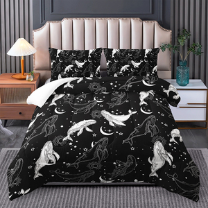 Cá Heo Và Cá Voi Bộ Đồ Giường Cho Trẻ Em Chàng Trai Cô Gái Đẹp Đại Dương Chăn 3Pcs Thiết Lập Màu Tím Màu Xanh Hành Tinh Comforter Bộ - Product Image 4