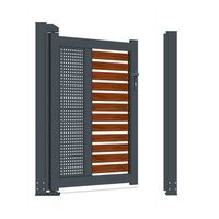 Puerta de Aluminio Negra Mate Prima para Pedestres, Diseño de Listones Horizontales, Resistente a la Intemperie, Abatible Lateralmente, para Patio Residencial