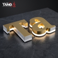 Lettres lumineuses rétroéclairées LED en acier inoxydable brossé or personnalisées, étanches IP65, pour la publicité des restaurants haut de gamme et des hôtels