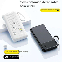 Affichage LED 4 câbles intégrés USB Type-C Haute capacité 10W Sortie Personnalisable 10000mAh Li-Polymère Mini Banque d'alimentation portable