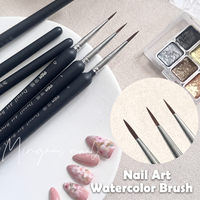 Pinceau à ongles en bois à poils fins et pointus avec logo personnalisé, pour aquarelle, dessin de lignes fines, détails de pétales, outil de manucure professionnel