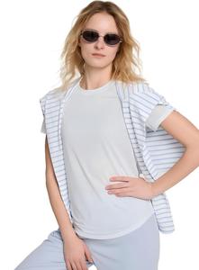 Camiseta de Yoga Transpirable de <span class=keywords><strong>Lyocell</strong></span> para Mujer, Top Ecológico y Sostenible de Manga Corta, Corte Holgado, Primavera 2026, 4 Colores, Ropa Deportiva - Product Image 2