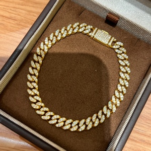 Qinglong Jewelry 925 Sterling Silver Rhodium Plated 2 Rows 10/12/14/18mm Width Moissanite Cuban Link Chain <b>Statement</b> <b>Necklace</b> - Product Image 4