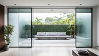 Porte coulissante en aluminium simple moderne sans rail Portes coulissantes minces ultra-étroites Maison à double vitrage personnalisée