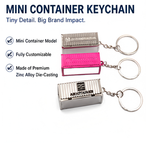 Porte-clés en alliage de zinc en forme de conteneur personnalisé, moulé sous pression, avec logo gravé, cadeau promotionnel pour hommes - Product Image 1