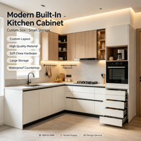 Meuble de cuisine encastré moderne et écologique, sur mesure, avec rangement intelligent, facile à nettoyer, comptoir imperméable, armoire de cuisine