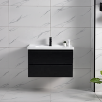 Kabinet Wastafel Kamar Mandi Modern 32" dari Kayu Lapis, Tahan Air, Terpasang di Dinding untuk Proyek Apartemen & Hotel