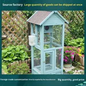 <span class=keywords><strong>Jaula</strong></span> de pájaros ornamental de madera maciza con estilo Superior, diseño de Villa espaciosa <span class=keywords><strong>para</strong></span> loros grandes, cacatúas, balcón al aire libre - Product Image 3