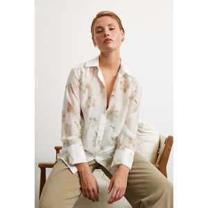 Chemise en organza à imprimé floral pour femme, transparente, décontractée, pour tous les jours, verte - Product Image 6