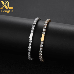<b>Iced</b> <b>Out</b> Tennis Necklace Stainless Steel 18K Gold Plated Zircon Stone Unisex 18inches <b>Chain</b> - Product Image 3