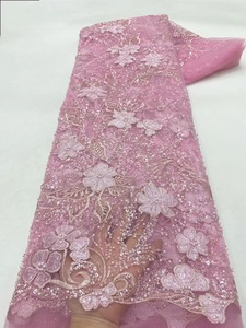 Ni. Ai sang trọng sequin đính cườm ren vải lưới đính cườm ren vải hoa thêu sequin ren cho đám cưới - Product Image 6