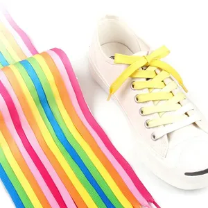 彩色鞋带平底鞋鞋带时尚帆布休闲糖果派对面料鞋带男女运动鞋鞋带