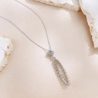 Collier Pendentif Goutte d'Eau en Or Blanc 18K avec Diamants Créés en Laboratoire et Pampilles Pavées de Diamants, Réglable, Bijoux de Mode, Parures de Bijoux