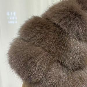 Giacca Invernale Corta da <span class=keywords><strong>Donna</strong></span>, <span class=keywords><strong>Impermeabile</strong></span>, Spessa, con Pelliccia di Volpe Importata - Product Image 3