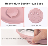 Assiette à ventouse pour bébé en acier inoxydable sans BPA, écologique, à 3 compartiments, pour l'alimentation des tout-petits, assiette solide pour enfants