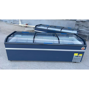 Réfrigérateur <span class=keywords><strong>américain</strong></span> à porte vitrée incurvée commerciale, sans givre, congélateur de présentation en îlot pour supermarché - Product Image 6