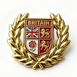 Britain Crest Metal <b>Pin</b> Gold Plated Hard Enamel Souvenir <b>Badge</b> Patriotic Design Rectangle Shape Zinc Alloy Craft - Product Image 2